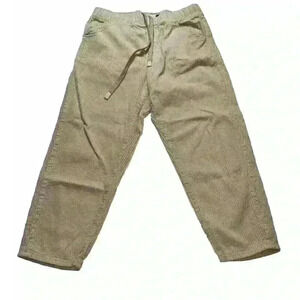 Zara Women Cream Color Cropped Capri Corduroy‎ Pants Size Small